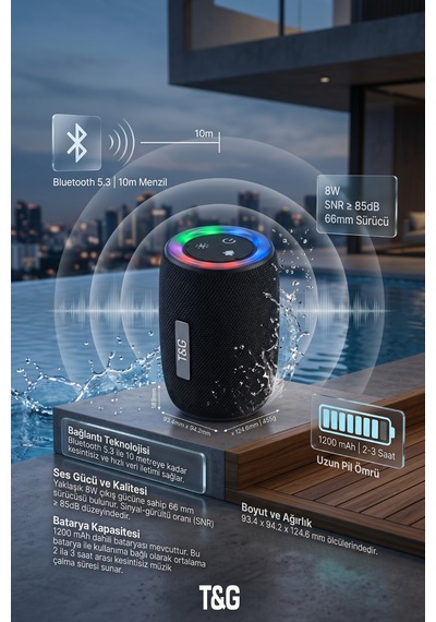 Taşınabilir Kablosuz Bluetooth Hoparlör Tg-434