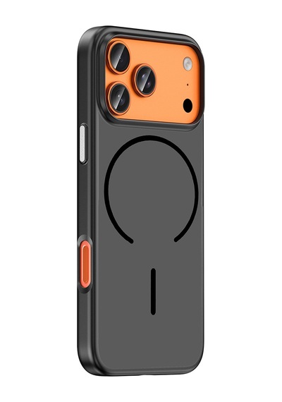 Apple iPhone Uyumlu 17 Pro Kılıf Magsafe Şarj Özellikli Ultra İnce Mat Soft Lora Pc Kapak Siyah