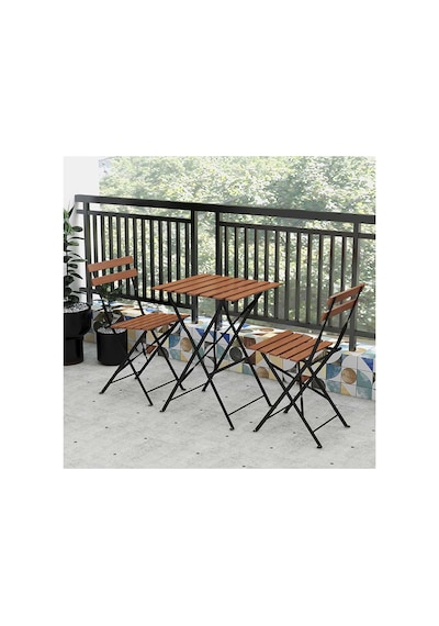 Katlanır Metal Ayaklı Ahşap Masa Sandalye Bistro Üçlü Set 60x60x75 Balkon Masası Sandalye Siyah Katlanır Metal Ayaklı Ahşap Masa Sandalye Bistro Üçlü Set 60x60x75 Balkon Masası Sandalye Siyah