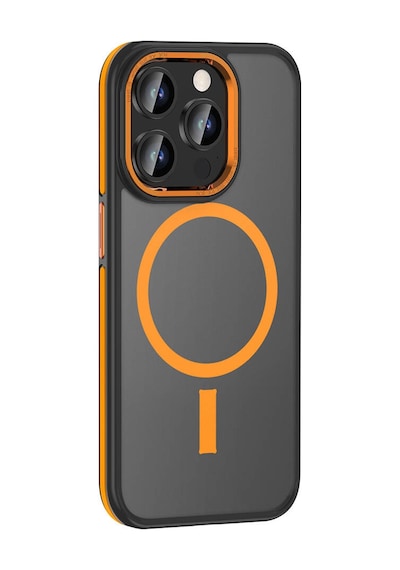 Zore İphone 15 Pro Max Kılıf Magsafe Şarj Özellikli Mat Görünümlü Nvth Ant Kapak - Turuncu