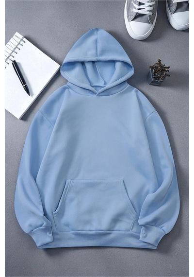 Uyguntarz Enjoy Personel Time Baskılı Oversize Sweatshirt Bebe Mavisi