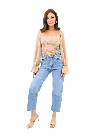 Koza Butik Kadın Şifon Crop Bluz 1734-24 001