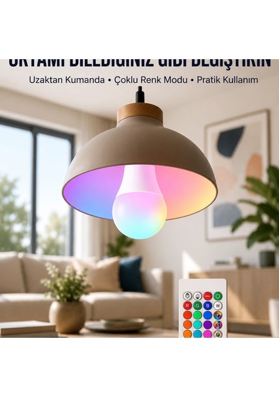 Ambiyans Aydınlatma Rgb Led Lamba Kumandalı Renk Değiştirebilen Renkli 93963485