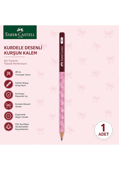 Faber-castell Cherry Desenli Kurşun Kalem 1 Adet 2b Yuvarlak Gövde Kırmızı