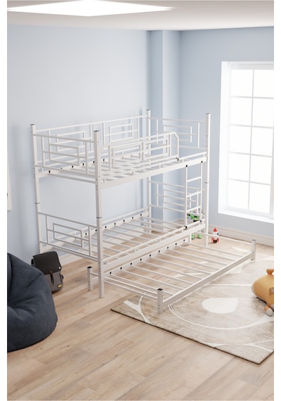 Moblay Defne Yavrulu Genç Çocuk Yatak Odası Metal Ranza Ve Karyola 90x200 Beyaz 90 x 200 Moblay Defne Yavrulu Genç Çocuk Yatak Odası Metal Ranza Ve Karyola 90x200 Beyaz 90 x 200