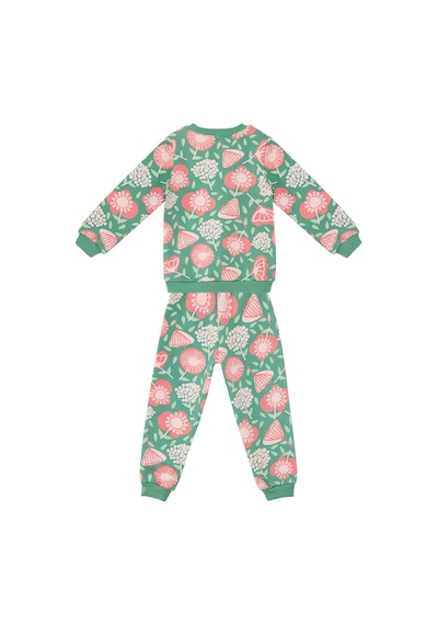 Pembe Çiçekli Kız Bebek Yeşil Eşofman Takım