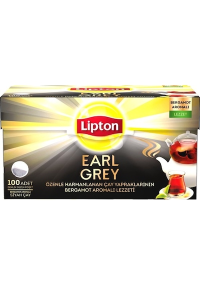 Lipton Earl Grey Bergamot Aromalı Siyah Süzen Demlik Poşet Çay 100 x 3.2 G