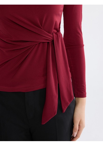 Lcwaıkıkı Classic Bordo Bisiklet Yaka Bağlama Detaylı Kadın Body