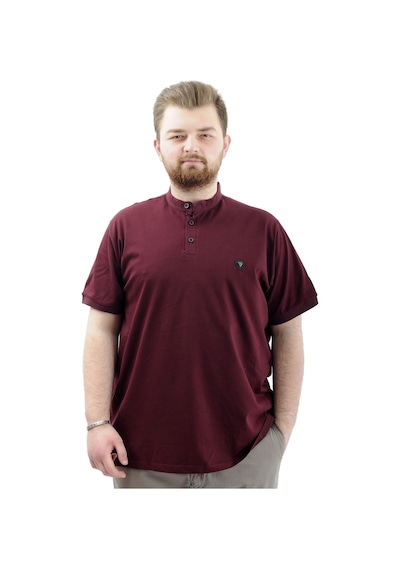 Mode Xl Büyük Beden Erkek Tişört Düğmeli Hakim Yaka T-shirt U24339 Mürdüm Mürdüm