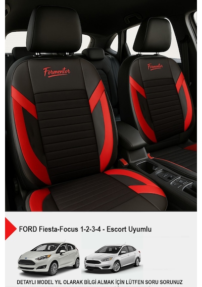 Formentor Tay Tüyü Oto Koltuk Kılıfı Ford Focus-fiesta-escort Uyumlu Kırmızı