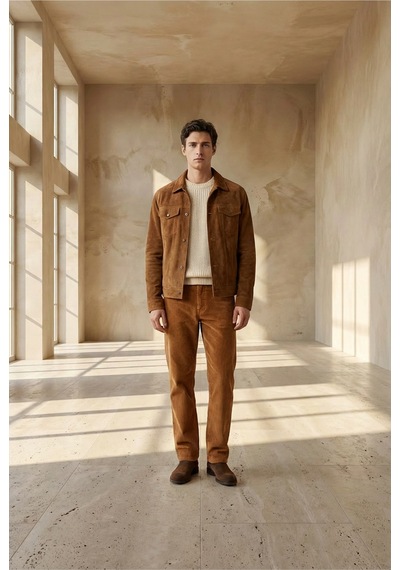 Little Cup Jeans Co Erkek Baggy Fit Rahat Kalıp Camel Kadife Pantolon