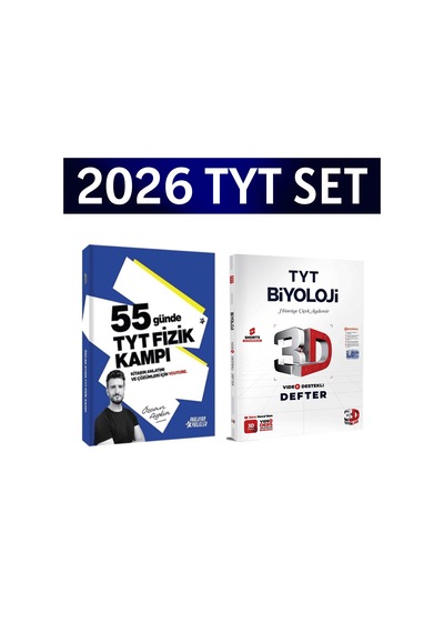 2026 Tyt 55 Günde Fizik Kampı Özcan Aykın+ Tyt Biyoloji Video Ders Defteri 3d Yayınları