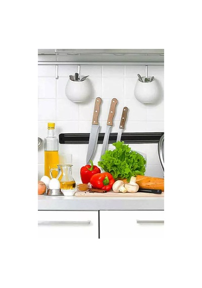 Thentech Duvara Asılabilir Mıknatıslı Bıçak Asma Aparatı 55cm Bıçak Askı Aparatı Metal Eşya Askısı Mıknatıslı Siyah