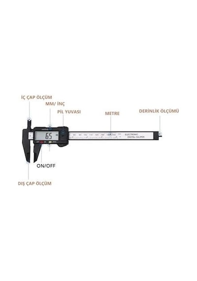 Lamassu Kumpas 150Mm Lcd Ekranlı Çok Fonksiyonlu Dijital Kumpas Pil Dahil