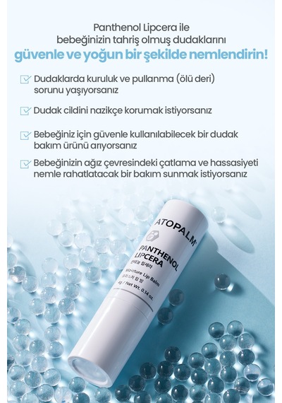 Diş Çıkarma Dönemindeki Bebekler İçin Nemle Rahatlatıcı Dudak Bakım Balmı Atopalm Panthenol Lipcera