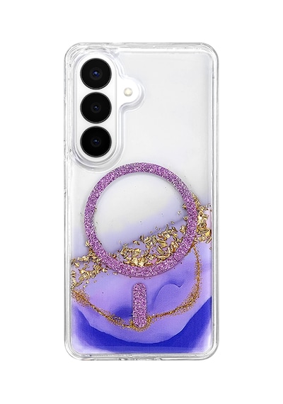 Onegif Samsung Samsung Galaxy Uyumlu S26 Lotus Simli Magsafe Kapak - Mor