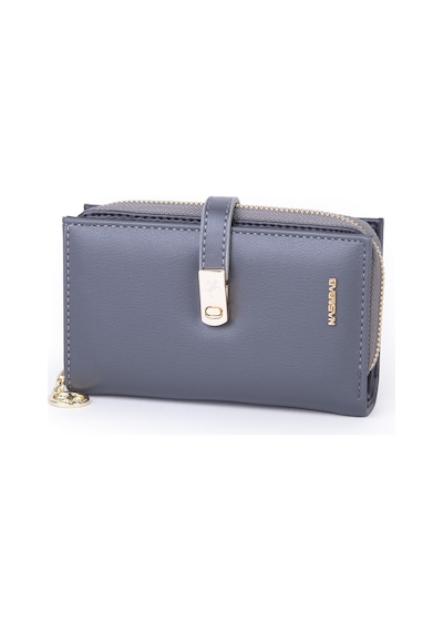 Nas Bag Kadın Orta Boy Kartlık Kağıt Para Ve Bozuk Para Tasarımına Sahip Gri Dona 16x9 Cm