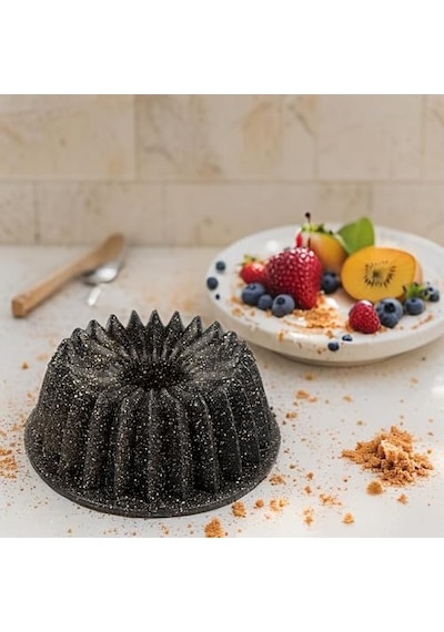 Döküm Gövdeli Keskin Kek Kalıbı 26cm Dilimli Ve Döküm Siyah Granit Benekli Pişirme Kabı Çıkarma Dayanıklı A Diğer