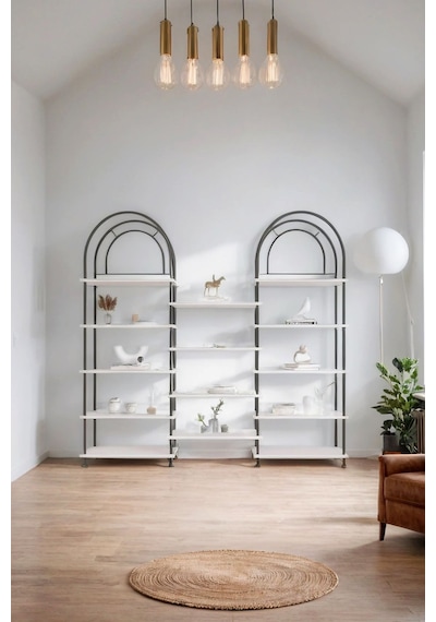 Çevir Kur Bohem Beyaz Kitaplık Çok Amaçlı Dekoratif Dolap & Raf 199x203x29 Beyaz