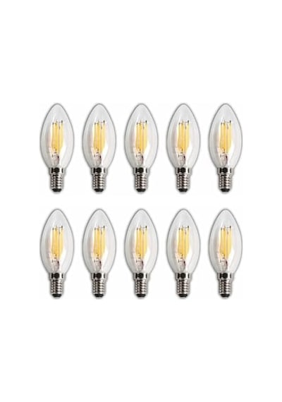 Led Rustik Mum Buji Ampul E14 Duy, 4w 35w Eşdeğer , 3000k Günışığı, 400 Lümen 220-240v, 3.5x10 Cm 10 Lu Paket