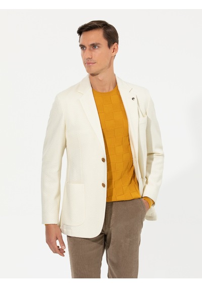 Cacharel Beyaz Slim Fit Yün Karışımlı Balıksırtı Ceket Cacharel Beyaz Slim Fit Yün Karışımlı Balıksırtı Ceket