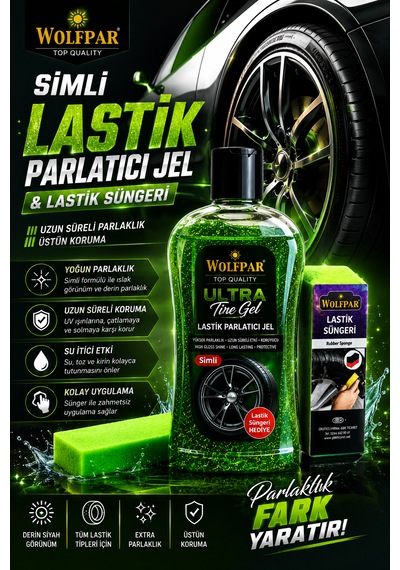 Simli Lastik Parlatıcı Jel Ve Lastik Süngeri Yeşil