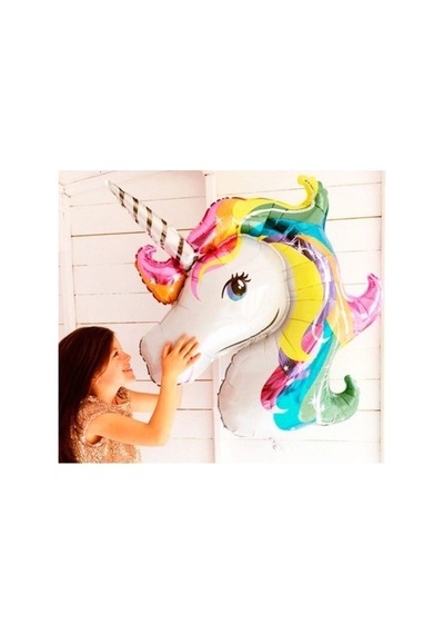 Unicorn Tek Boynuzlu At Folyo Balon 92 X 126 Cm Beyaz