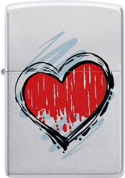 Zippo Heart Dizayn Çakmak Gri