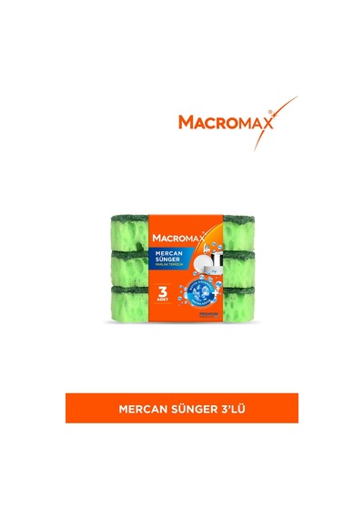 Mercan Bulaşık Süngeri 3'lü Paket, Büyük Gözenekli Bol Köpük Sağlayan Ergonomik Sünger