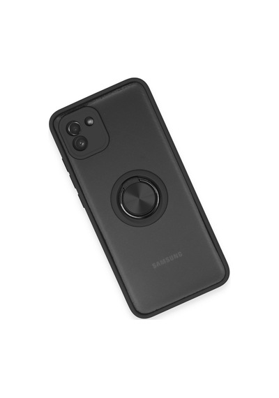 Samsung Uyumlu Galaxy A03 Uyumlu Kılıf Montreal Yüzüklü Silikon Kapak - Siyah