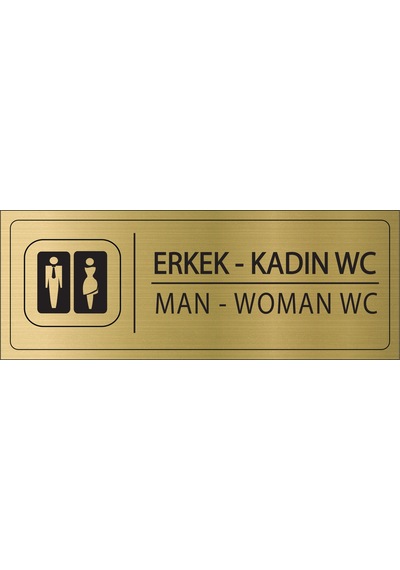 Mayeka Erkek Kadın Wc İsimlik Altın Metal Kapı İsimliği Levhası Yönlendirme Tabelası