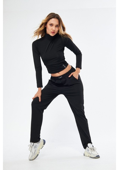 Lesa Wear Soft Touch Balıkçı Yaka Bluz Siyah Siyah