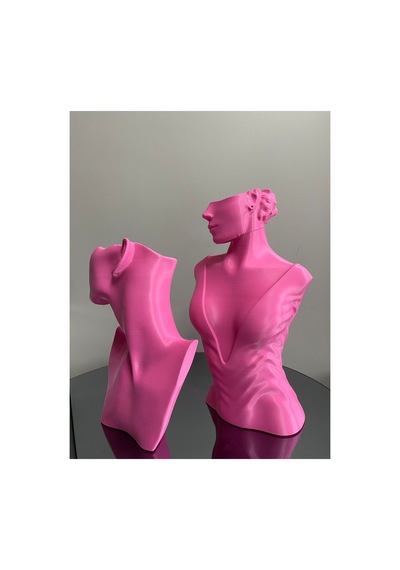 Pembe Renk Dekoratif Takı Mankeni 2'li Set Takı Teşhir Standı 30 Ve 23 Cm Takı Organizer Küpe Kolye