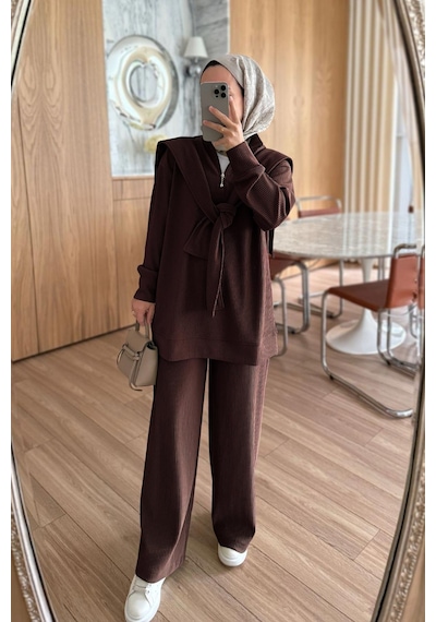 Kahijab Omuz Atkılı 3'lü Takım - Kahverengi Kahverengi