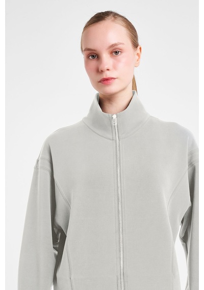 Lescon Kadın Fermuarlı Sweatshirt 25n-2105 Ekru