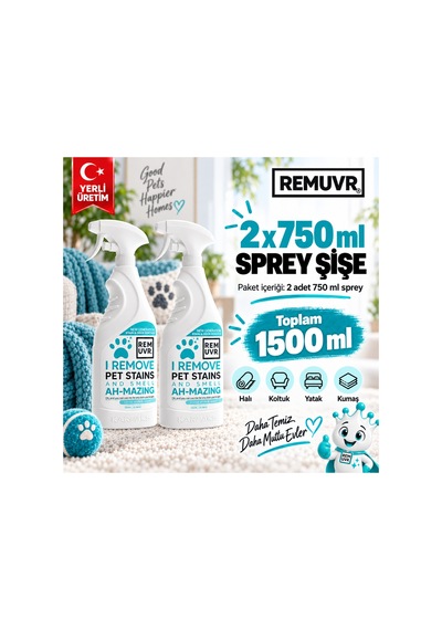 Leke Çıkarıcı Enzimatik Sprey 750 Ml Halı Koltuk Kumaş Kedi Köpek İdrar Ve Koku Giderici X 2 Adet Kedi Köpek, Halı Koltuk Yatak