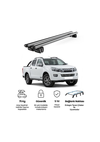 Pençe Isuzu D-max Ara Atkı 2012-2019 Uyumlu Gri Ara Atkı Port Bagaj Tavan Barı