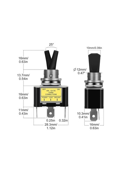 Ic-151b Toggle Switch 12v 30a On-off Işıklı Asw-07d-2