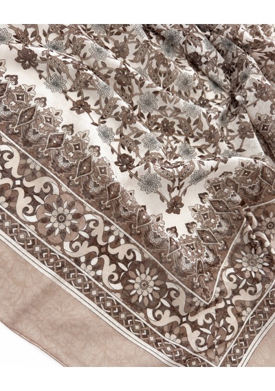 Fureya Vintage Desen Büyük Ebatlı Pamuk Eşarp Taş