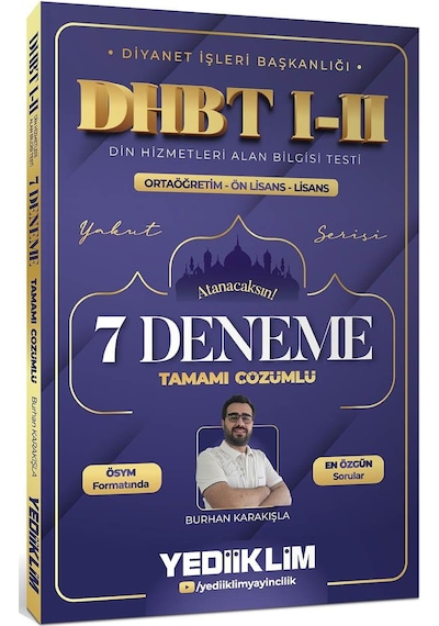 Yediiklim Diyanet İşleri Başkanlığı Dhbt I-ıı Ortaöğretim Ön Lisans Lisans Tamamı Çözümlü 7 Deneme