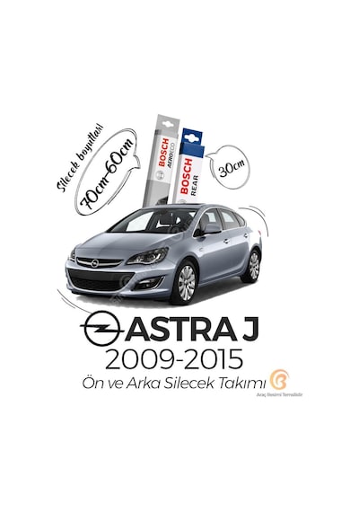 Bosch Aeroeco Opel Astra J 2009 - 2015 Ön ve Arka Silecek Seti