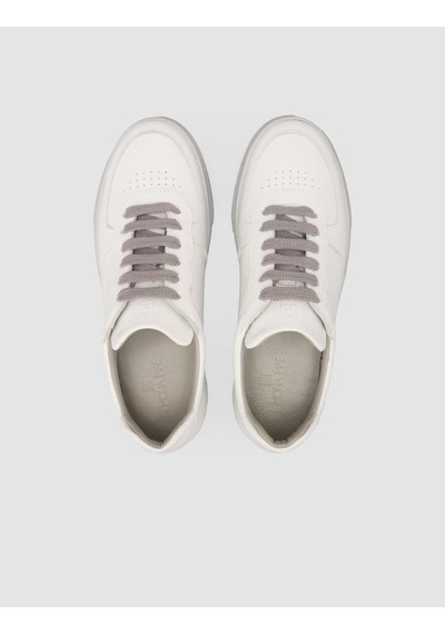Monamae Beyaz - Gri Detaylı Kadın Sneaker Beyaz