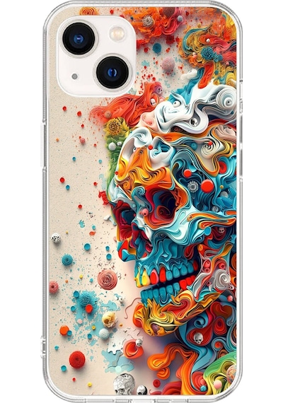 Apple Uyumlu iPhone 13 Şeffaf Kılıf Graffiti 5 Tasarımlı