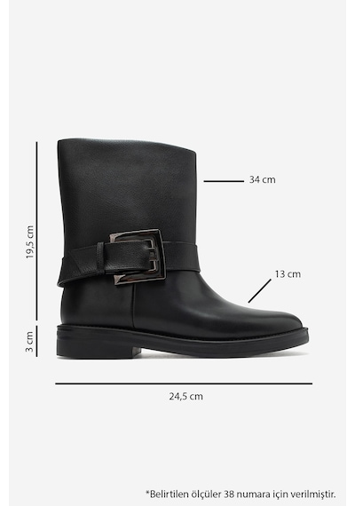 Luvi Shoes Davıe Siyah Tokalı Kadın Bot