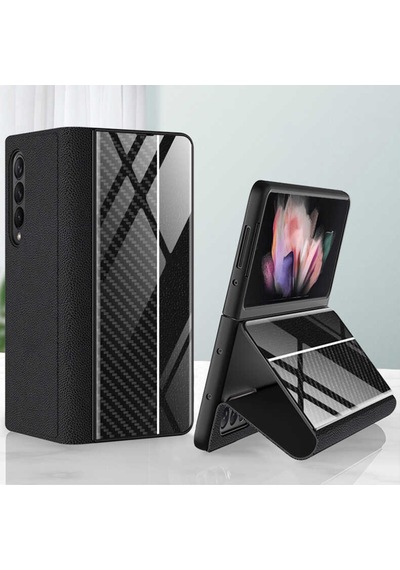 Galaxy Z Fold 3 Kılıf Zore Droga Kılıf Siyah-Beyaz