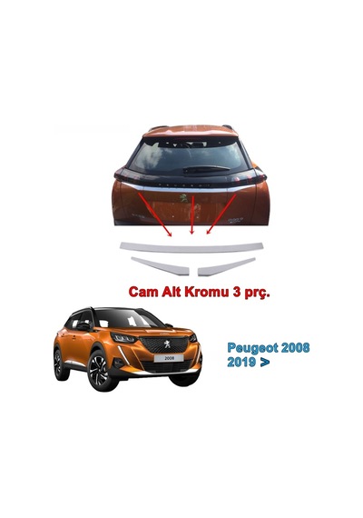 Peugeot 2008 Arka Cam Alt Çıtası 2019 Sonrası 3 Parça P Çelik N11.2447