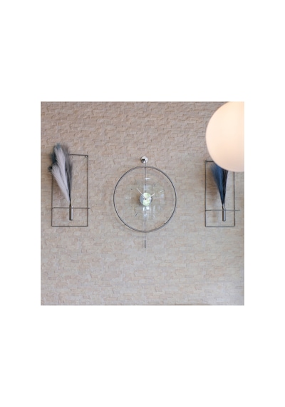 MetaQuartz Aksesuar (Büyük Boy-50*75 cm)Mat Gümüş Luxry Şeffaf Göbek Metal Dekoratif Camlı Gri