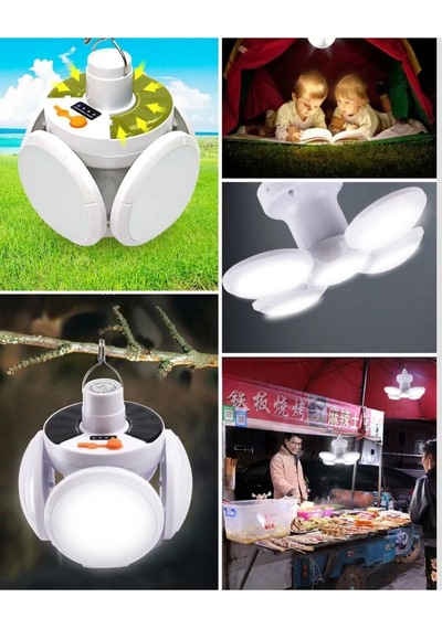Katlanabilir 5 Kanatlı Solar Led Bahçe Ve Kamp Lambası Altın