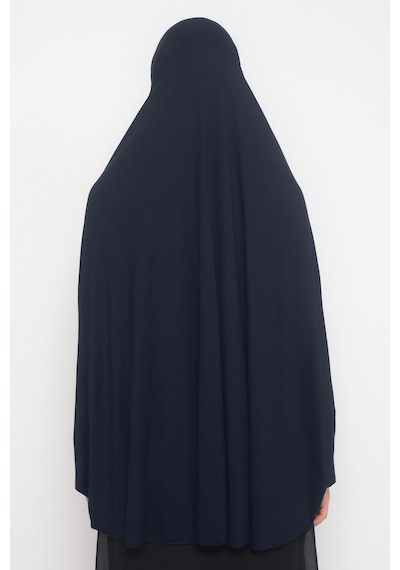 Altobeh Kollu Sufle Çarşaf Üstü Peçeli Pratik Tesettür Hijab - Nikaplı Namaz Örtüsü - Lacivert