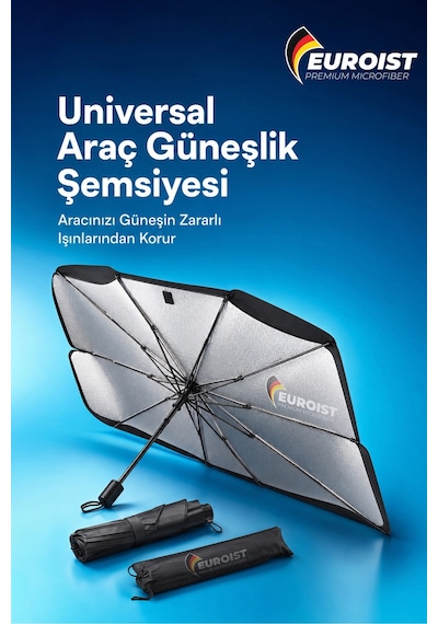 Katlanabilir Araba Ön Cam Güneşlik Şemsiye 140x79 Cm Uv Koruyucu Oto Gölgelik 1 Adet